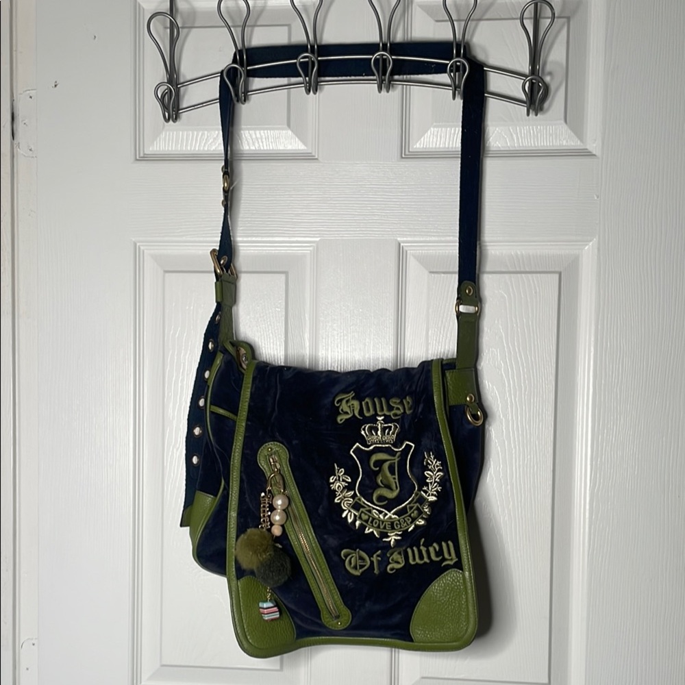 Juicy couture velour messenger crossbody handbag backpack Y2K Vintage